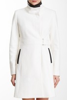 Thumbnail for your product : Via Spiga Faux Leather Wool Blend Coat