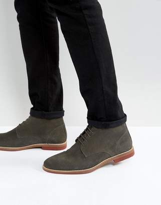 ASOS Lace Up Boots In Gray Suede With Contrast Sole