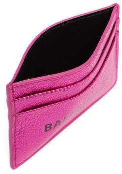 Balenciaga Everyday Logo Metallic Leather Cardholder - Womens - Pink