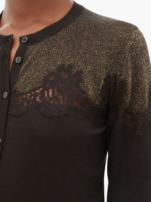 Dolce & Gabbana Chantilly Lace And Lame-insert Cardigan - Black Gold