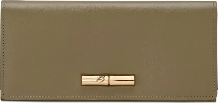 Longchamp Le Roseau bamboo-clasp leather wallet