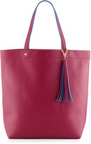 Thumbnail for your product : Neiman Marcus Contrast Pebbled Faux-Leather Tassel Tote Bag, Berry/Navy