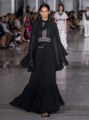 Giambattista Valli Lace-trimmed Silk Crepe De Chine Gown - Womens - Black