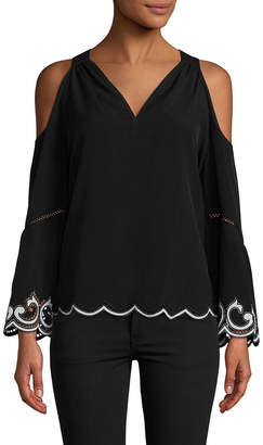 Ramy Brook Embroidered Cold-Shoulder Top