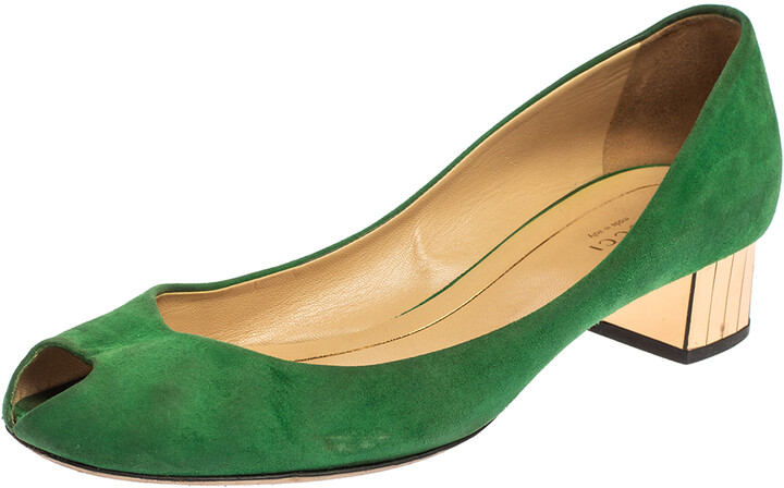 green gucci heels