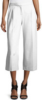 Thumbnail for your product : Moschino Boutique Wide-Leg Cropped Stretch Trousers, White