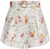 Flora-Printed Belted Shorts 