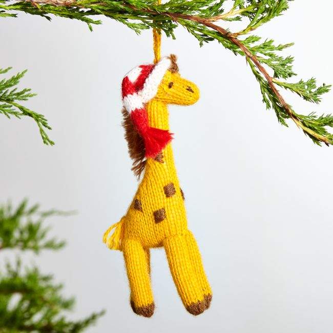 Crate & Barrel Alpaca Giraffe Ornament with Hat