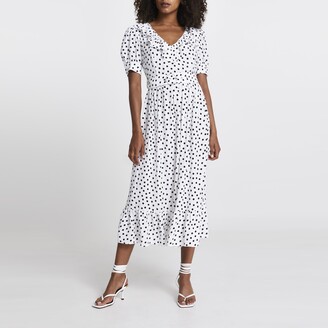 white polka dot dress river island