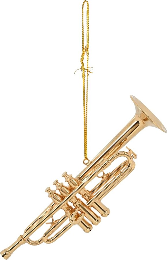 Broadway Gifts Co Gold Tone Trumpet Instrument 4.5 inch Brass Hanging Ornament