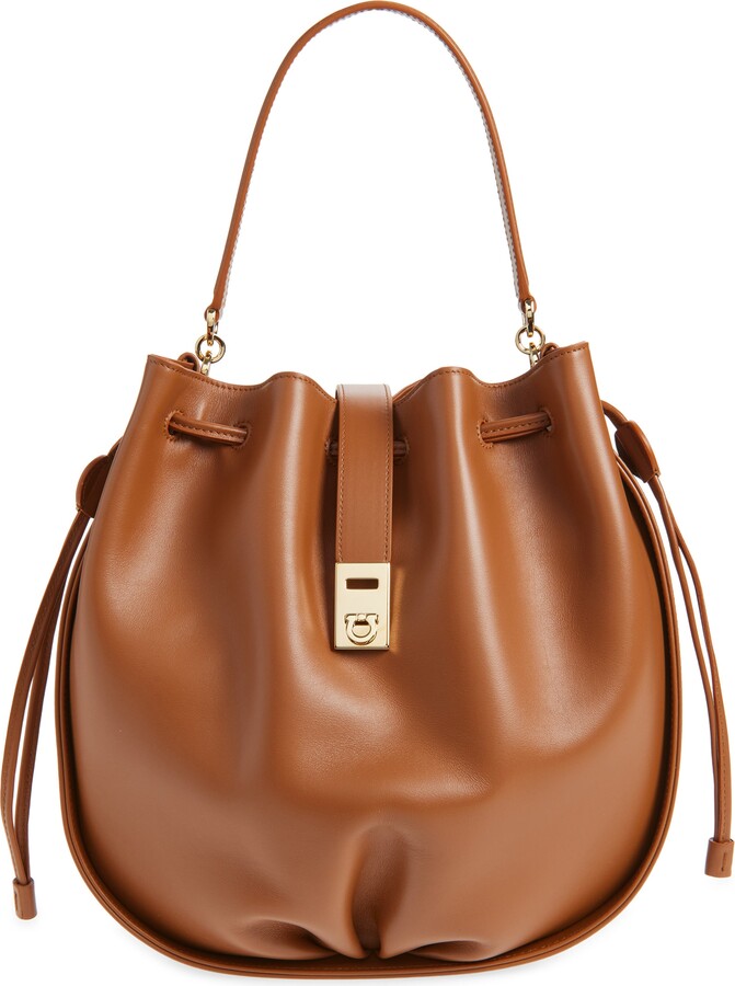 Ferragamo Hug Leather Bucket Bag