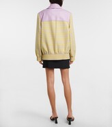 Thumbnail for your product : Versace Leather-trimmed checked wool jacket