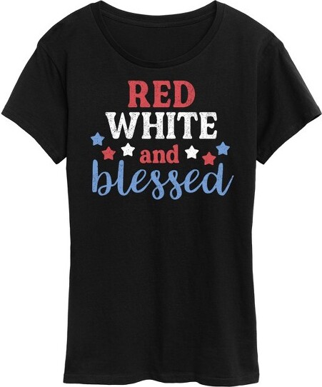 Instant Message Women'sInstantMessageRedWhiteAndBlessedShortSleeveGraphicT-Shirt-Black-Small