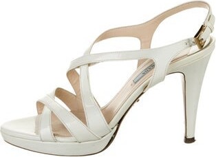 Prada Patent Leather Cutout Accent Slingback Sandals
