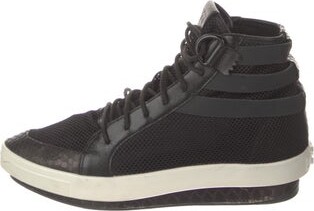 Y-3 Mesh Leather Trim Embellishment Wedge Sneakers