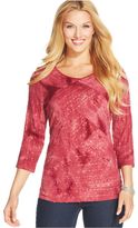 Thumbnail for your product : JM Collection Printed Sequin Top