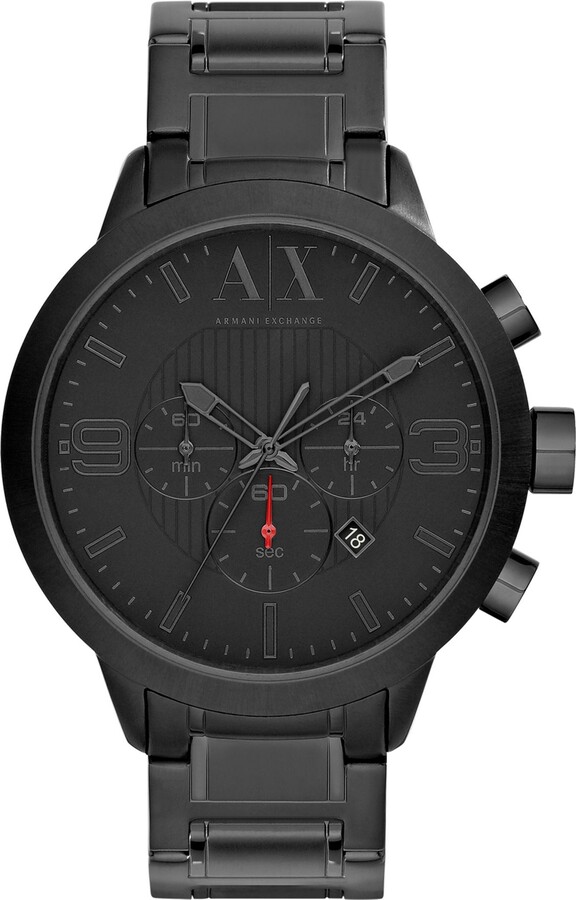 A X Armani Exchange Men's Chronograph Black Stainless Steel Bracelet Watch  49mm - ShopStyle