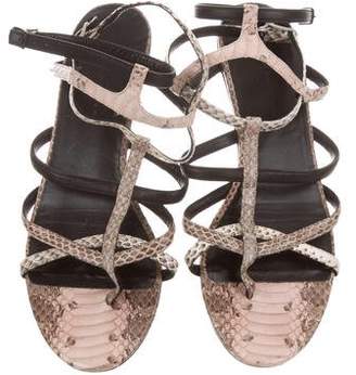 Balenciaga Snakeskin Ankle Strap Sandals