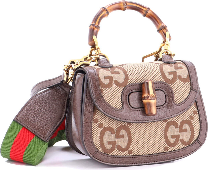 Gucci Bamboo 1947 Top Handle Bag Jumbo GG Canvas Mini