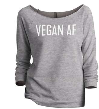 Thread Tank Vegan AF Women's Fashion Slouchy 3/4 Sleeves Raglan Sweatshirt 2X-Large