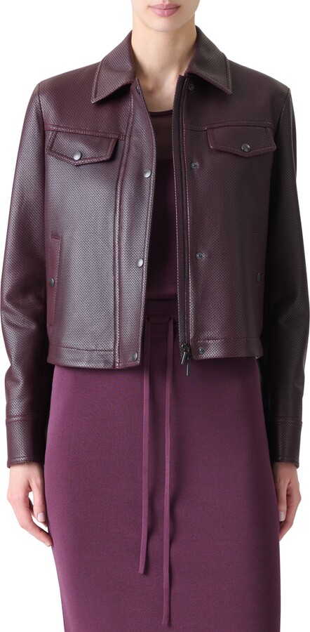 Akris Punto Pin Dot Lambskin Leather Moto Jacket