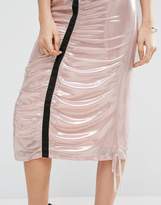Thumbnail for your product : ASOS Metallic Midi Skirt With Channel Detail