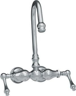 Strom Plumbing by Sign of the Crab 3 Ball Tub Faucet with Gooseneck Spout, Supply Nuts and Metal Lever Handles
