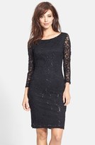 Thumbnail for your product : Marina Embellished Stretch Lace Sheath Dress