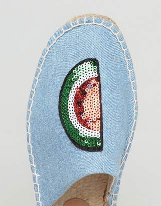 ASOS JAMMING Wide Fit Patch Espadrille Mules