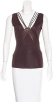 Thumbnail for your product : Roberto Cavalli Leather-Trimmed Sleeveless Top