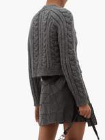 Thumbnail for your product : Ganni Crystal-buttoned Cabled Alpaca-blend Cardigan - Womens - Grey