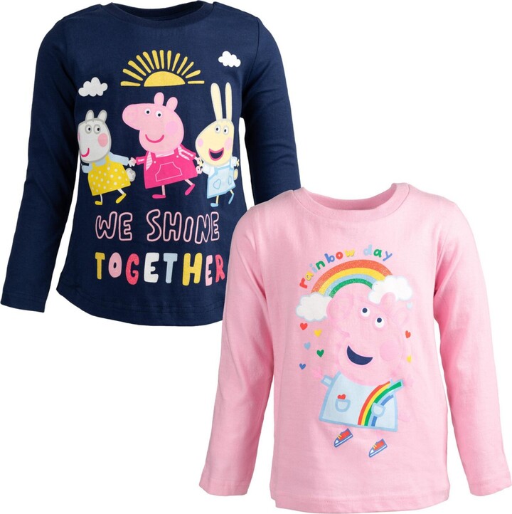 Peppa Pig Toddler Girls 2 Pack T-Shirts - Navy blue / pink
