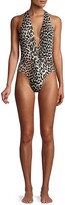 Thumbnail for your product : Ganni Recycled Fabric Leopard One-Piece Swimsuit