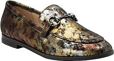 Alegria Aliya Printed Metallic Leather Bit Buckle Loafers