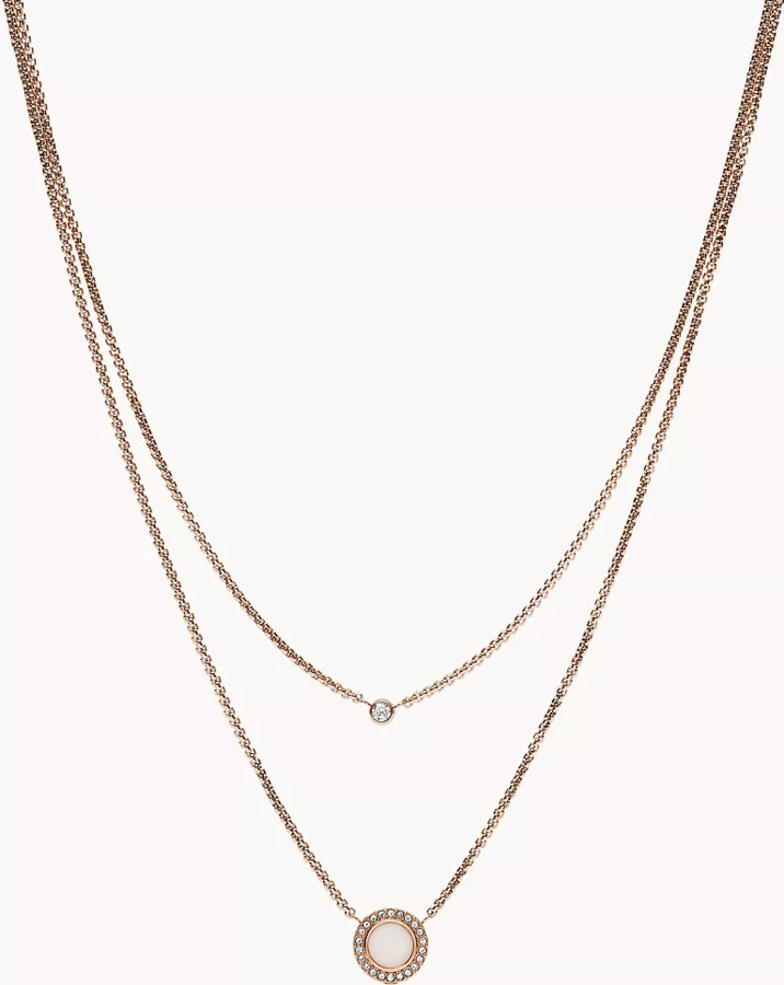 Fossil Val Double Glitz Rose Gold-Tone Steel Necklace jewelry JF03057791 -  ShopStyle