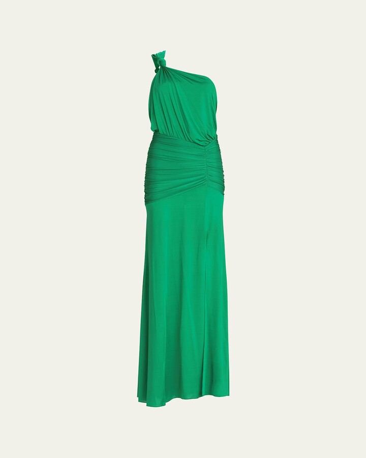 Silvia Tcherassi Antara One-Shoulder Knotted jersey Ruched Maxi Dress