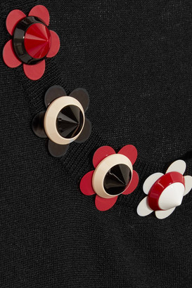 Fendi Embellished Cashmere And Silk-blend Sweater - Black