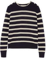 Vanessa Bruno - Izara Striped Waffle-knit Wool And Cashmere-blend Sweater - Midnight blue