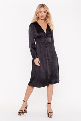 mighty touch dress in emerald satin