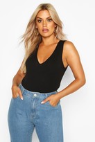 Thumbnail for your product : boohoo Plus Basic Jersey V Neck Sleeveless one piece