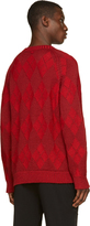Thumbnail for your product : John Undercover Red Argyle Wool Mohair Knit Sweater