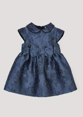 Emporio Armani Full Circle Dress In Damask Fabric With Small Collar And Bow