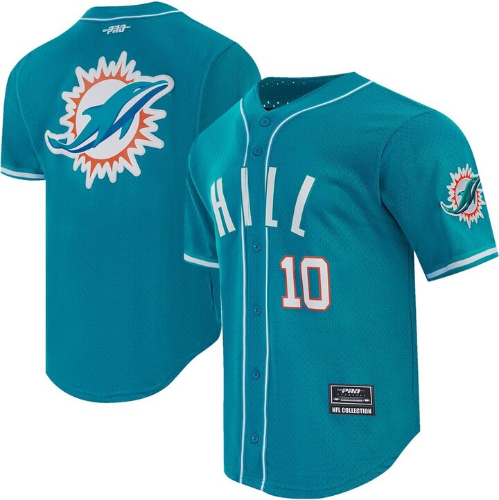 Pro Standard Men's Tyreek Hill Aqua Miami Dolphins Mesh Button-Up Baseball Jersey