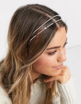 Topshop embellished multi row headband with diamante and star detail