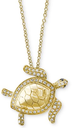 Effy Seaside by Diamond Turtle Pendant Necklace (1/4 ct. t.w.) in 14k Gold