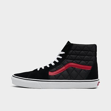 black and red vans with straps