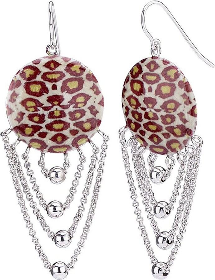 Gold & Honey Brown / Silver Leopard Drop Earring