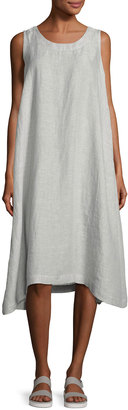 eskandar Melange Handkerchief Linen Sleeveless Dress, Gray Pattern