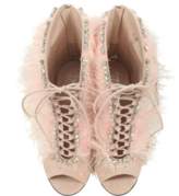 Thumbnail for your product : Giuseppe Zanotti Charleston Pink Suede and Feathers High Heel Sandals