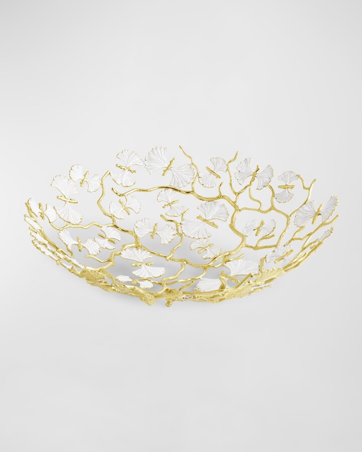 Michael Aram Butterfly Ginkgo White & Gold Centerpiece Bowl